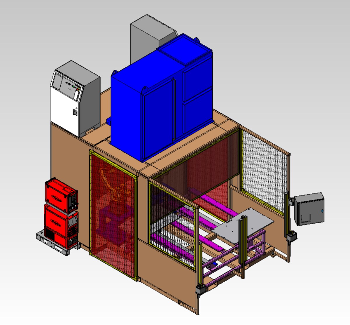 Dual Shuttle Robotic Welder — mechanical design render