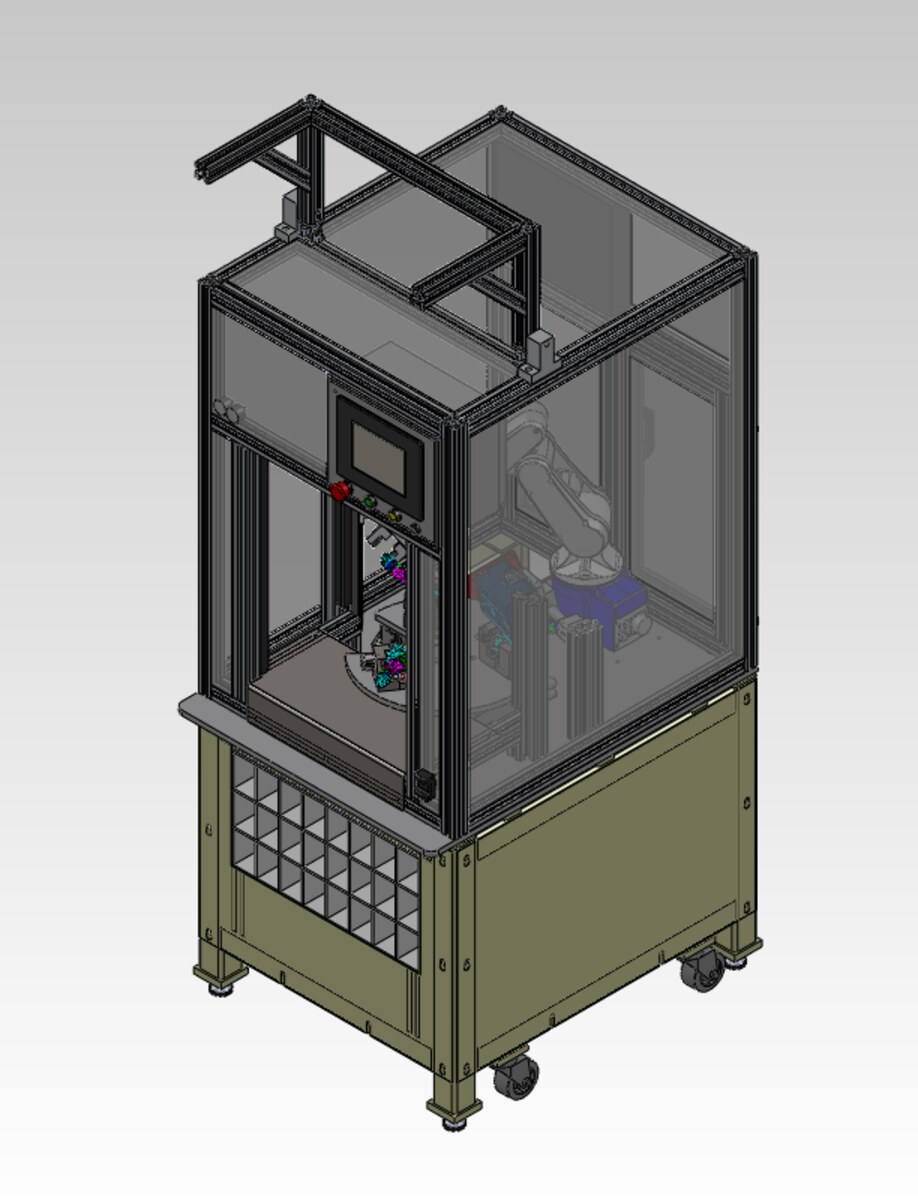 Robotic Part Tester — mechanical design render